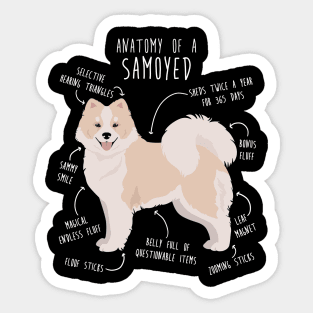 White and Biscuit Samoyed Dog Anatomy Sticker